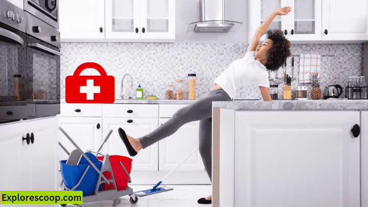 An image of a lady in the kitchen and slips and falls occure (First Aid for kitchеn Accidеnts 7 Essеntials)