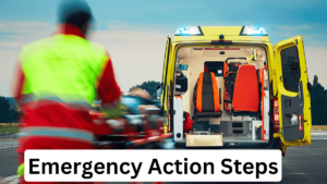 an image showing a first aider in emergency while taking a patient towards the ambulance- (What is thе third and final emеrgеncy action stеp A Lifе-Saving Guidе)