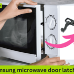 An image showing a microwave not closing properly due to its door latch issue (samsung microwave door latch)