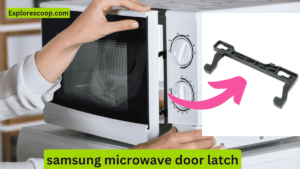 An image showing a microwave not closing properly due to its door latch issue (samsung microwave door latch)
