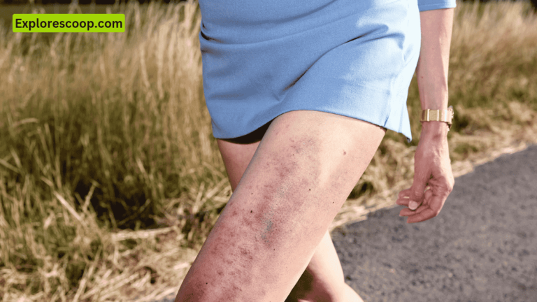 An image of a walking girl with thigh bruises (thigh bruise recovery time)