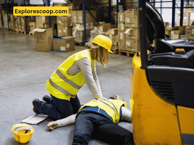 A staff executing CPR on an unconscious person (what does dots stand for in first aid)